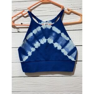 JoyLab Blue Tie Dye High Neck Racerback Sports Bra Womens Small Activewear